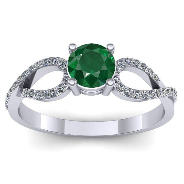 Inel logodna cu smarald rotund
