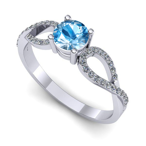 Inel din aur alb cu topaz blue