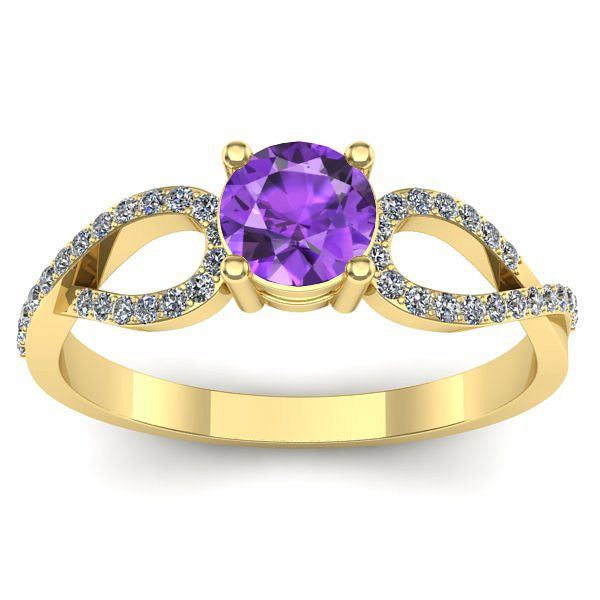 Inel logodna cu ametist rotund