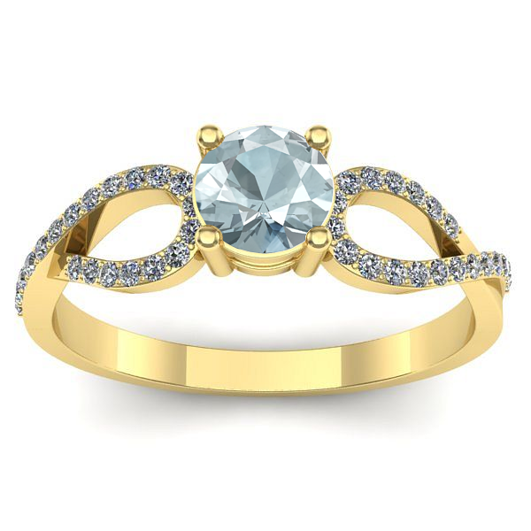 Inel cu aquamarin rotund