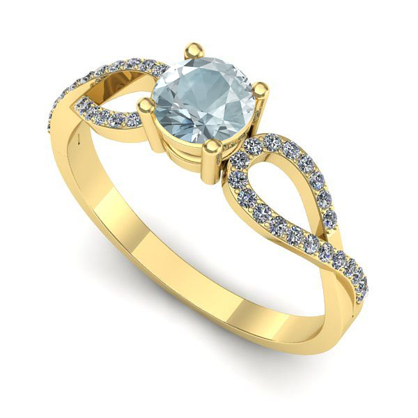 Inel din aur galben cu aquamarin