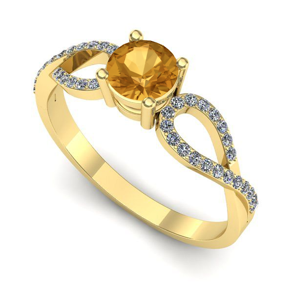 Inel de logodna din aur galben cu citrin