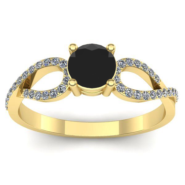 Inel de logodna cu diamant negru rotund