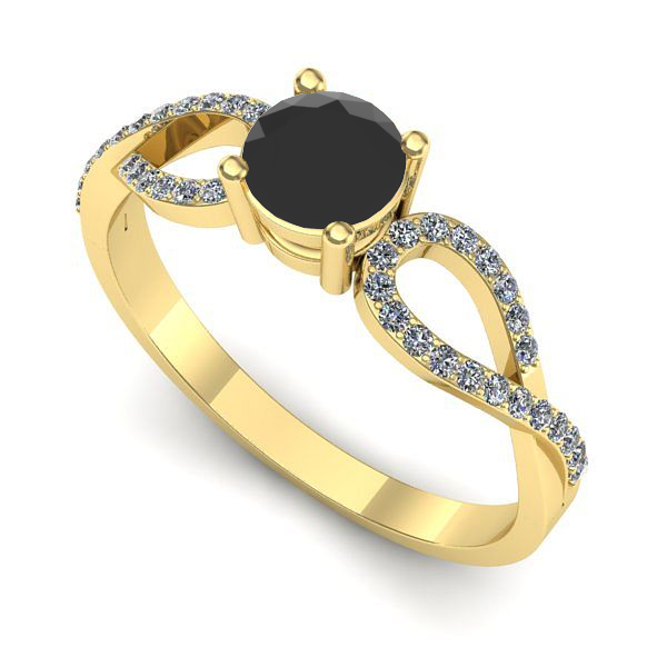 Inel de logodna din aur galben cu diamant negru