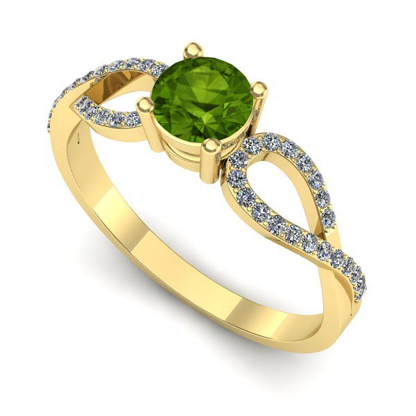Inel logodna din aur galben cu peridot