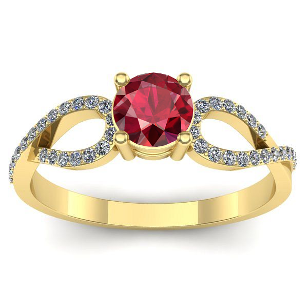 Inel de logodna cu rubin rotund