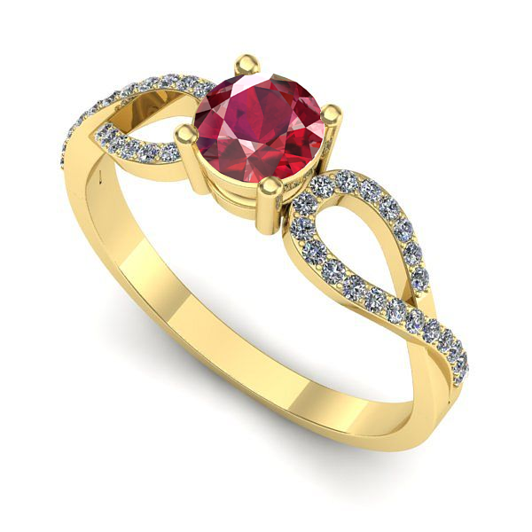 Inel de logodna din aur galben cu rubin