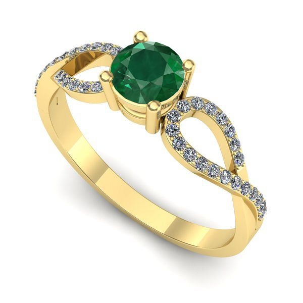 Inel logodna din aur galben cu smarald