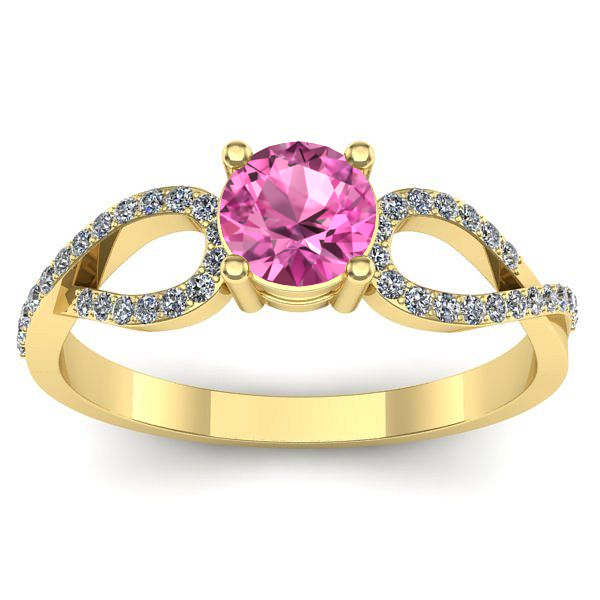 Inel logodna cu safir roz rotund