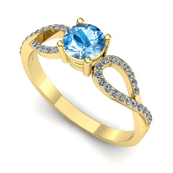 Inel de logodna din aur galben cu topaz blue
