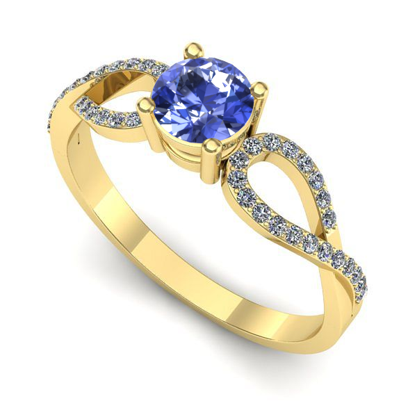 Inel de logodna din aur galben cu tanzanit