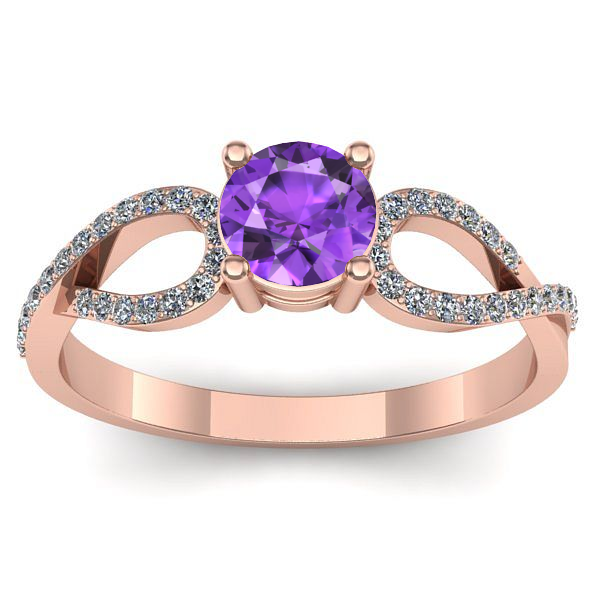 Inel logodna cu ametist rotund