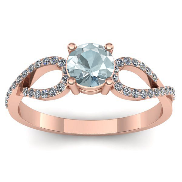 Inel logodna cu aquamarin rotund