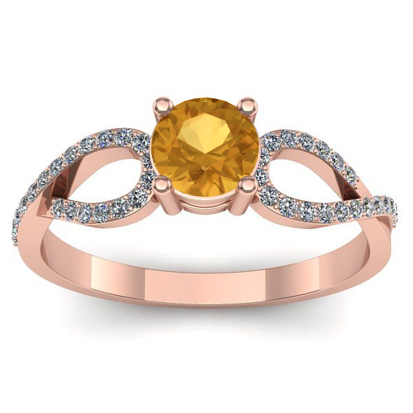 Inel logodna cu citrin rotund