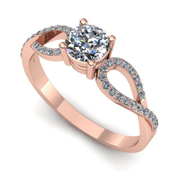 Inel din aur roz cu diamant