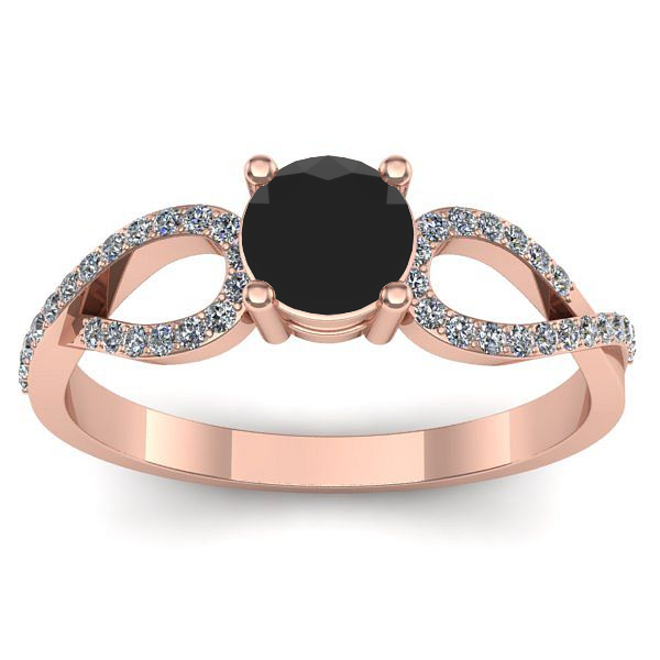 Inel logodna cu diamant negru rotund