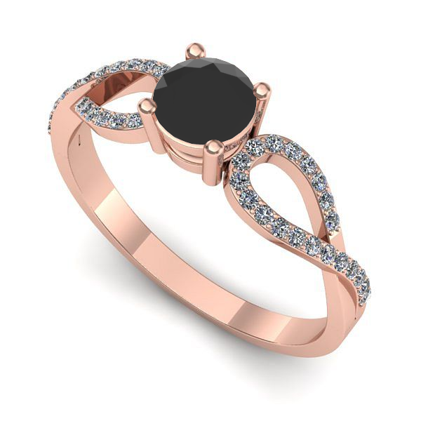 Inel de logodna din aur roz cu diamant negru