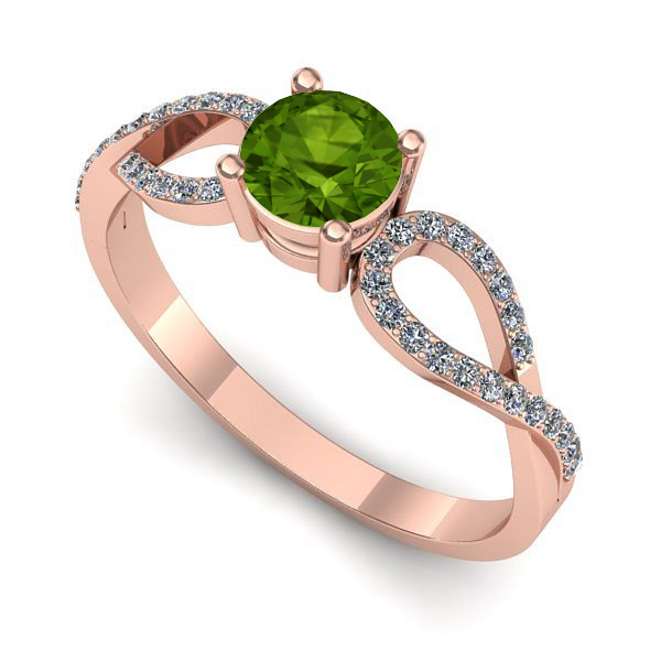 Inel logodna din aur roz cu peridot