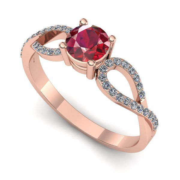 Inel de logodna din aur roz cu rubin