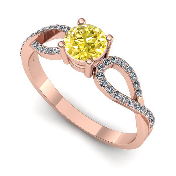 Inel logodna din aur roz cu safir galben