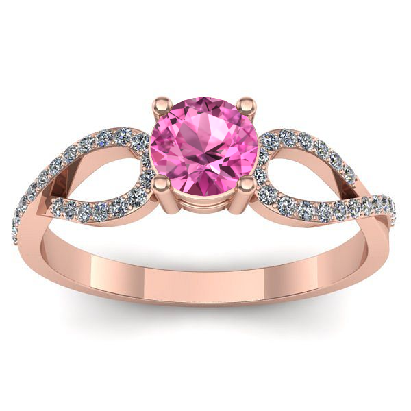 Inel logodna cu safir roz rotund