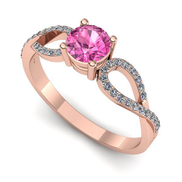 Inel logodna din aur roz cu safir roz