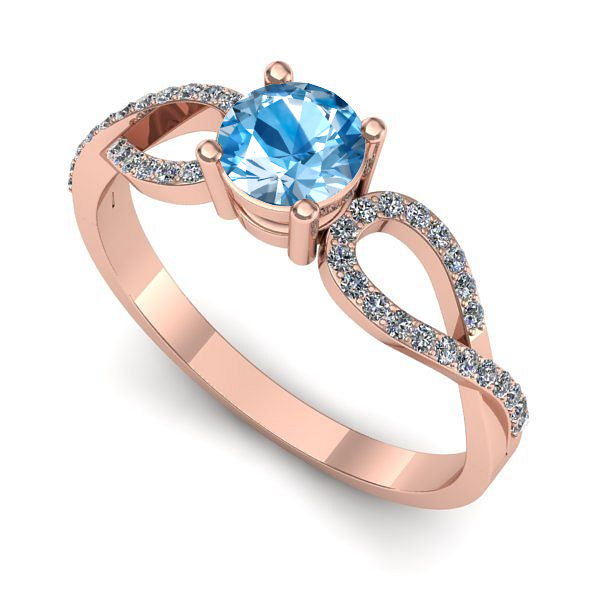 Inel din aur roz cu topaz blue