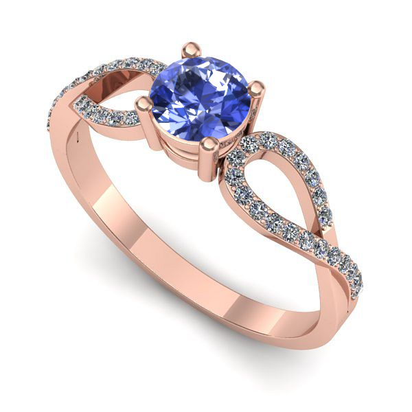 Inel logodna din aur roz cu tanzanit