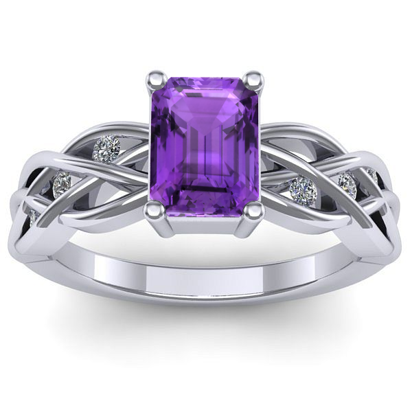 Inel logodna cu ametist dreptunghiular