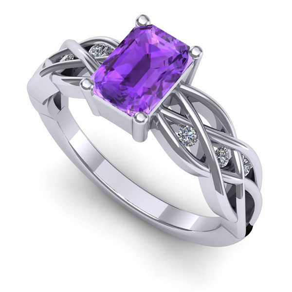 Inel de logodna din aur alb cu ametist