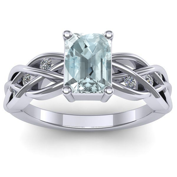 Inel cu aquamarin dreptunghiular