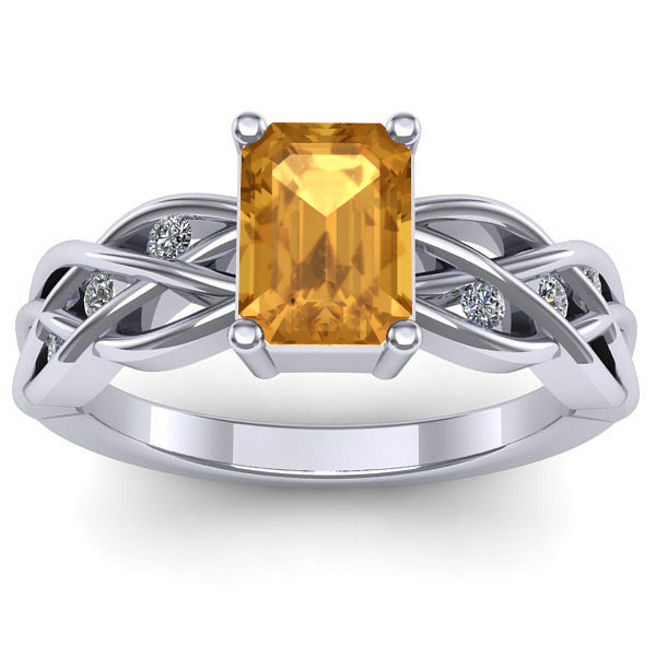 Inel cu citrin dreptunghiular