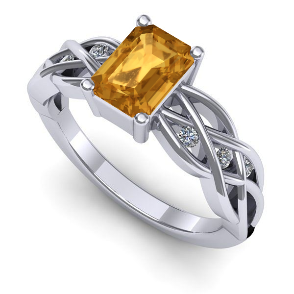 Inel din aur alb cu citrin