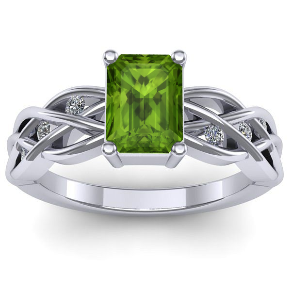 Inel cu peridot dreptunghiular