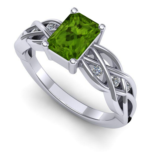 Inel din aur alb cu peridot