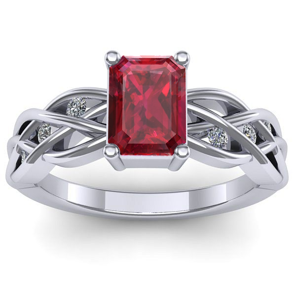 Inel de logodna cu rubin dreptunghiular