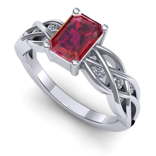 Inel din aur alb cu rubin