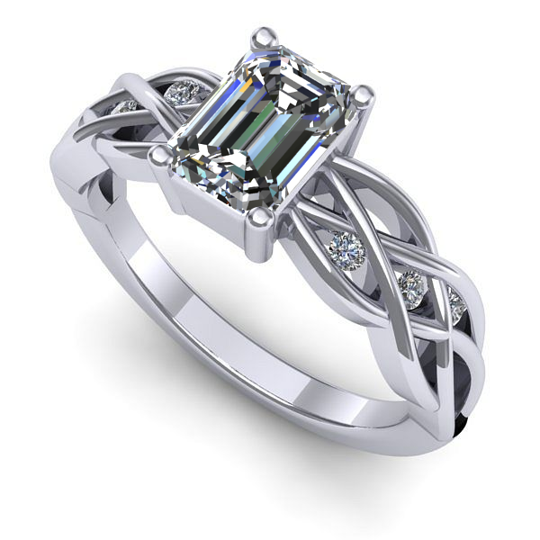 Inel de logodna din aur alb cu safir alb