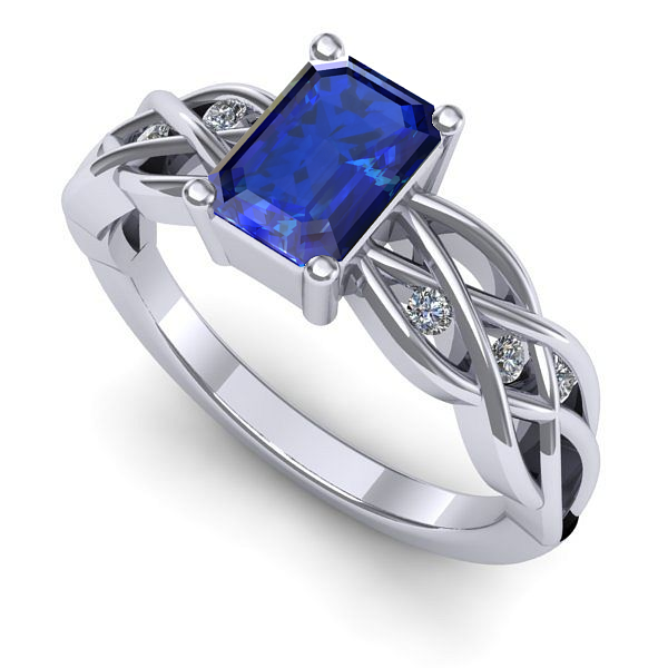 Inel din aur alb cu safir