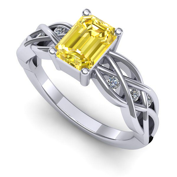 Inel din aur alb cu safir galben