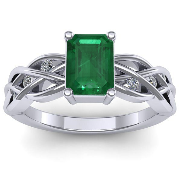 Inel cu smarald dreptunghiular