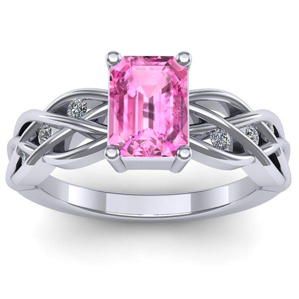 Inel de logodna cu safir roz dreptunghiular