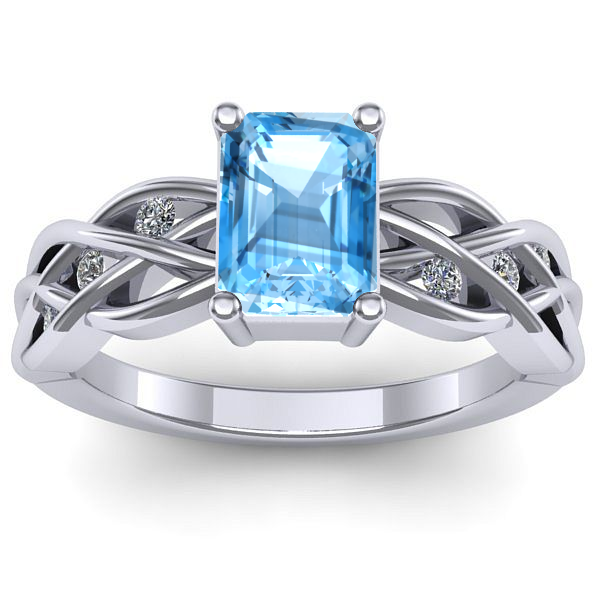 Inel logodna cu topaz blue dreptunghiular