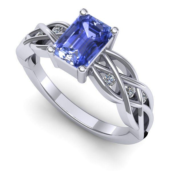 Inel logodna din aur alb cu tanzanit