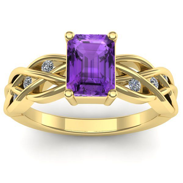 Inel cu ametist dreptunghiular