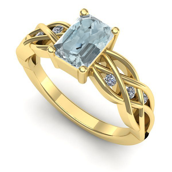 Inel din aur galben cu aquamarin