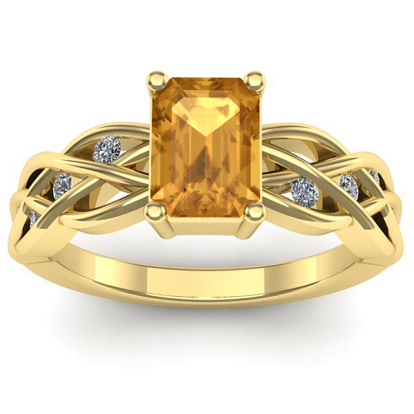 Inel de logodna cu citrin dreptunghiular