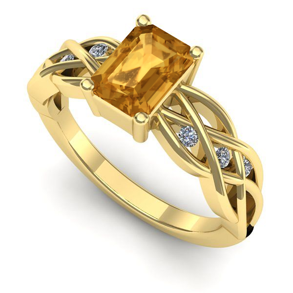 Inel din aur galben cu citrin