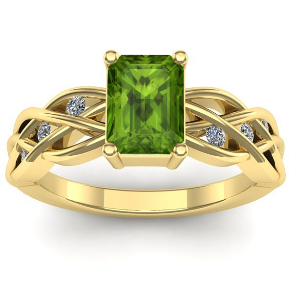 Inel logodna cu peridot dreptunghiular