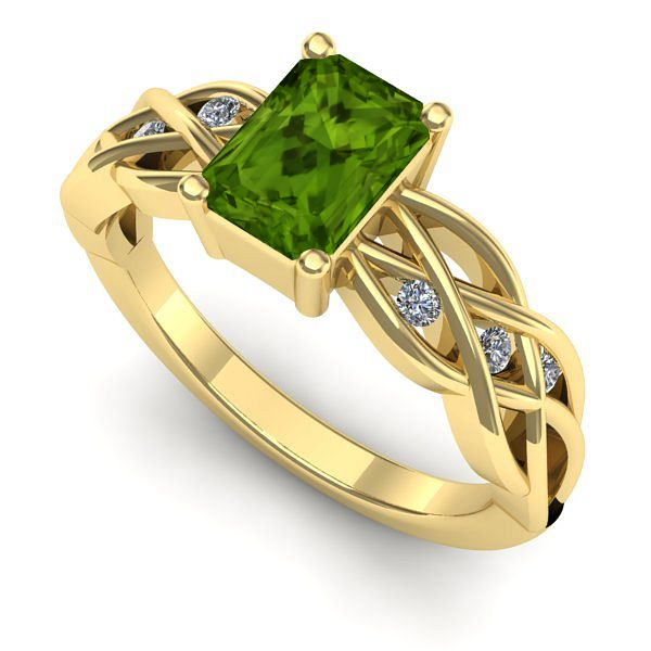 Inel de logodna din aur galben cu peridot